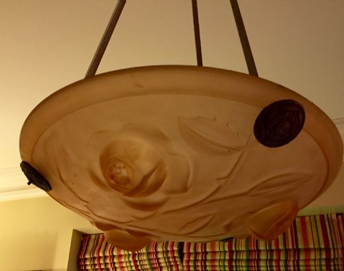 Large Art Deco Plafonnier Frosted Glass