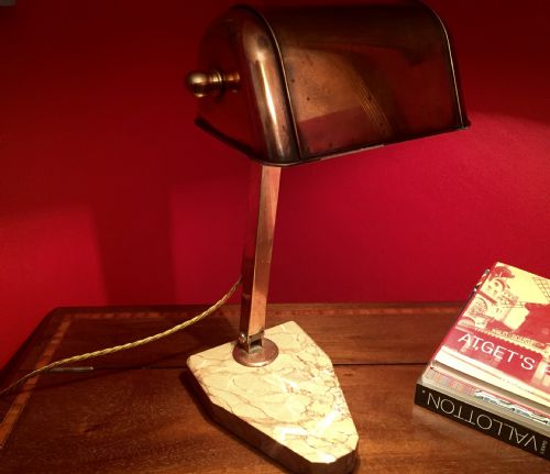 Iconic 1930 Desk Lamp in Copper and Marble "Fare'