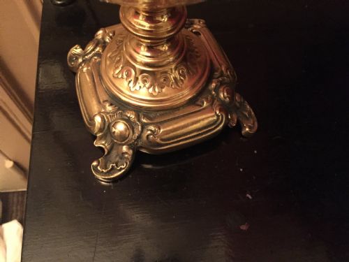 WONDERFUL ART NOUVEAU CONVERTED OIL LAMP BRONZE - ADDITIONAL PHOTO 9