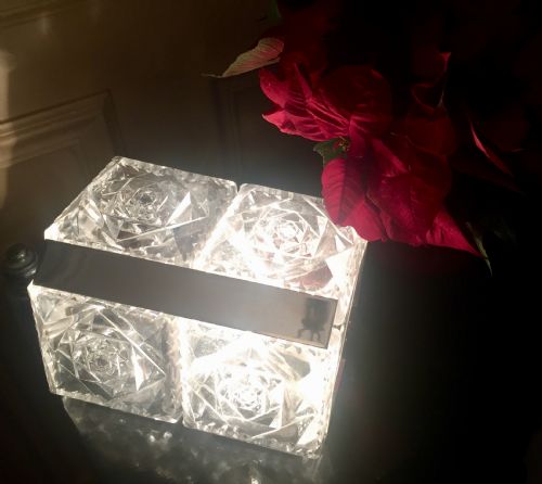 Art Deco Wall Ceiling or Table Lamp Chrome and Crystal