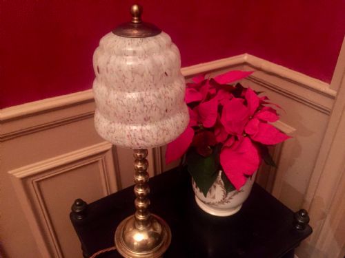 Versatile Edwardian Table Lamp Brass and Opaline