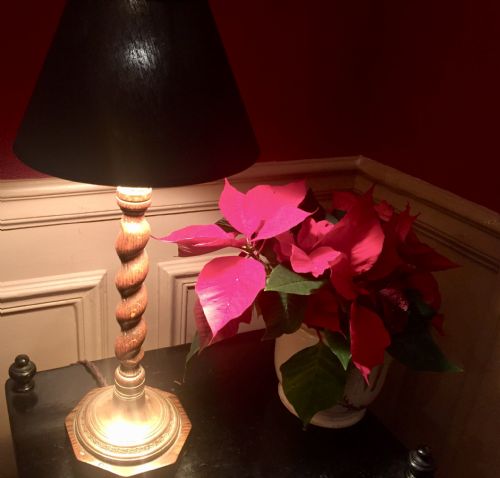Classic Edwardian Lamp Barley Twist Golden Oak on Copper