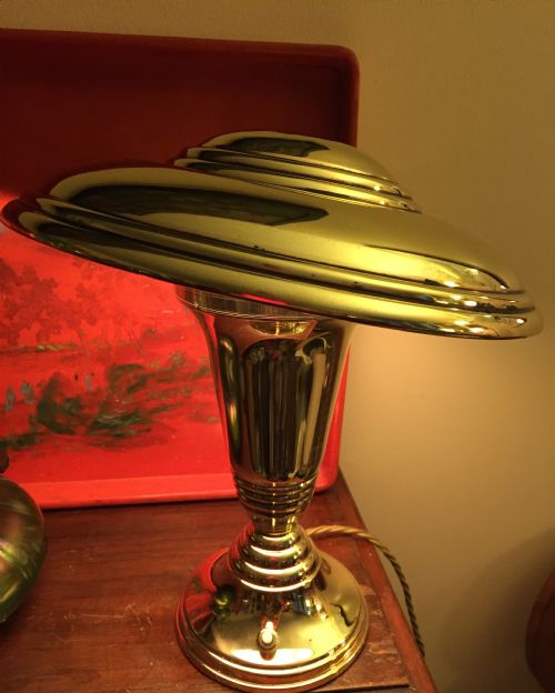 Iconic Art Deco Adjustable Mushroom Lamp Brass