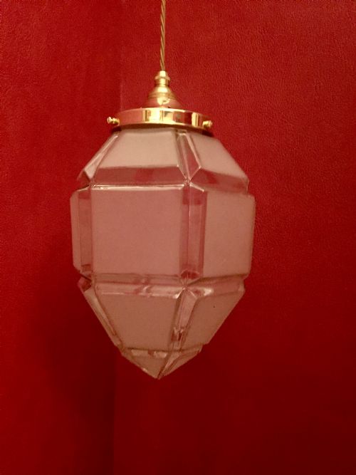 LARGE ART DECO LANTERN FROSTED GLASS - ADDITIONAL PHOTO 1