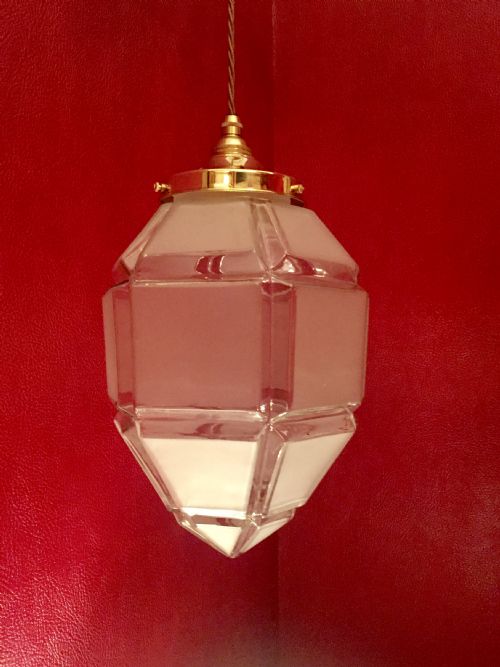 LARGE ART DECO LANTERN FROSTED GLASS - ADDITIONAL PHOTO 3