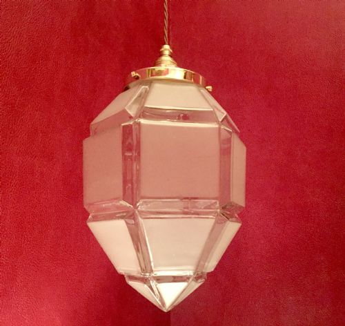 LARGE ART DECO LANTERN FROSTED GLASS - ADDITIONAL PHOTO 2