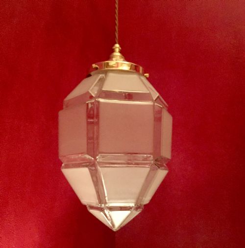 LARGE ART DECO LANTERN FROSTED GLASS - ADDITIONAL PHOTO 4