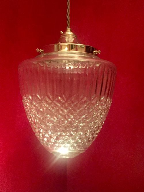 Large  Edwardian Lantern Hobnail and Brass