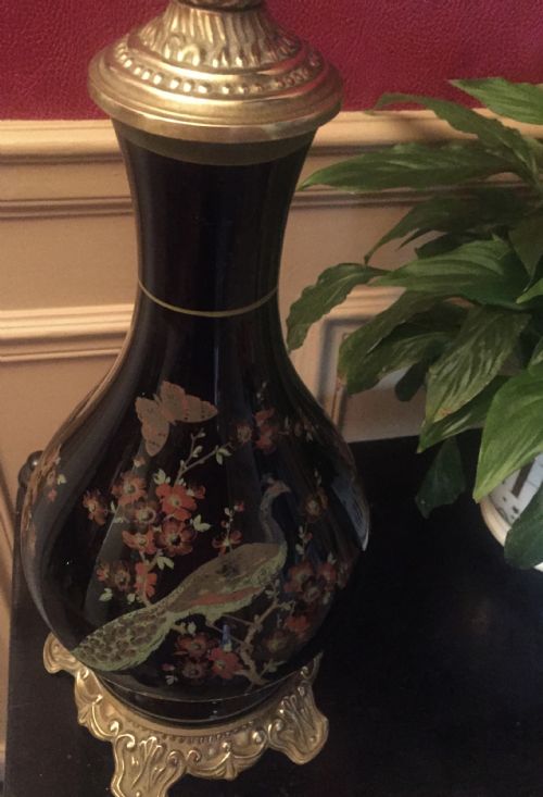 fig 1. Napoleon III Converted Oil Lamp Enamelled Faience