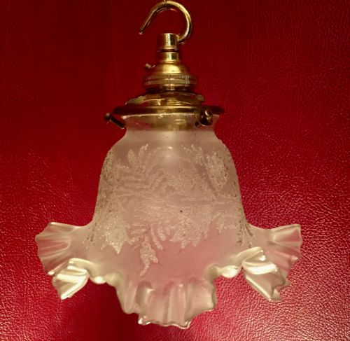 Unusual 1920 Silver Etched Foliage Ceiling Lamp French