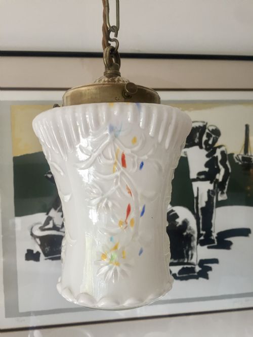 FINE QUALITY EDWARDIAN ENAMELLED CEILING LAMP - ADDITIONAL PHOTO 4