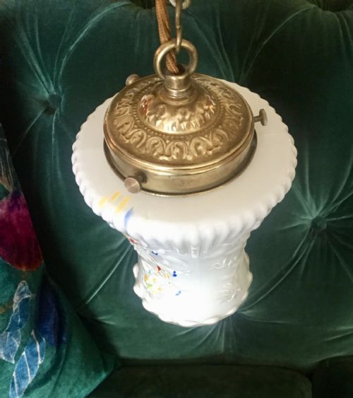 FINE QUALITY EDWARDIAN ENAMELLED CEILING LAMP - ADDITIONAL PHOTO 1