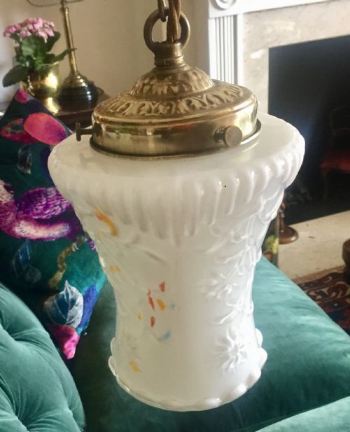 FINE QUALITY EDWARDIAN ENAMELLED CEILING LAMP - ADDITIONAL PHOTO 3