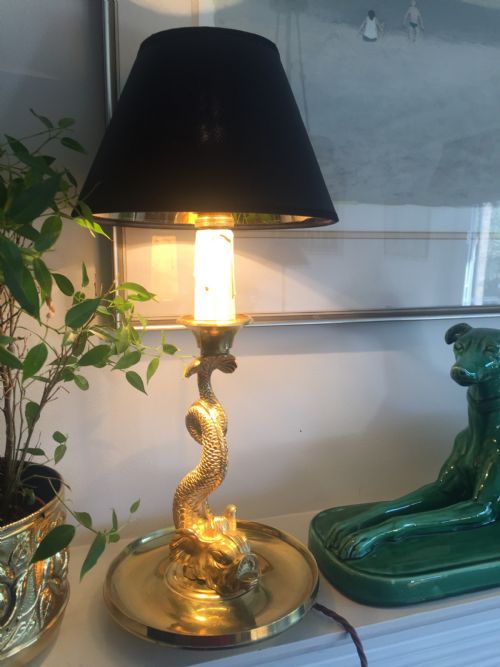 Napoleon III Dolphin Desk /Consol  Lamp in Bronze