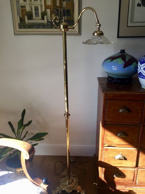 Handsome Edwardian Articulated Standard Lamp Brass