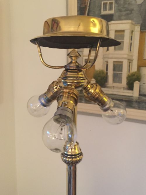 EDWARDIAN TELESCOPIC CORINTHIAN COLUMN STANDARD LAMP BRASS - ADDITIONAL PHOTO 12
