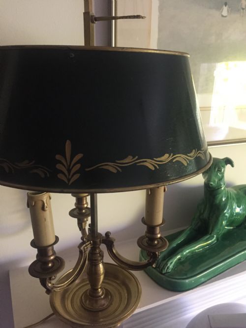 TRADITIONAL BOUILLOTTE ADJUSTABLE DESK LAMP BRONZE AND GREEN TOLE - ADDITIONAL PHOTO 13