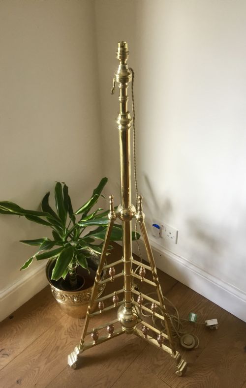 ORIGINAL ARTS AND CRAFTS TELESCOPIC STANDARD LAMP BRASS - ADDITIONAL PHOTO 3