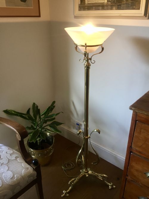 HANDSOME EDWARDIAN STANDARD UPLIGHTER BRASS - ADDITIONAL PHOTO 4