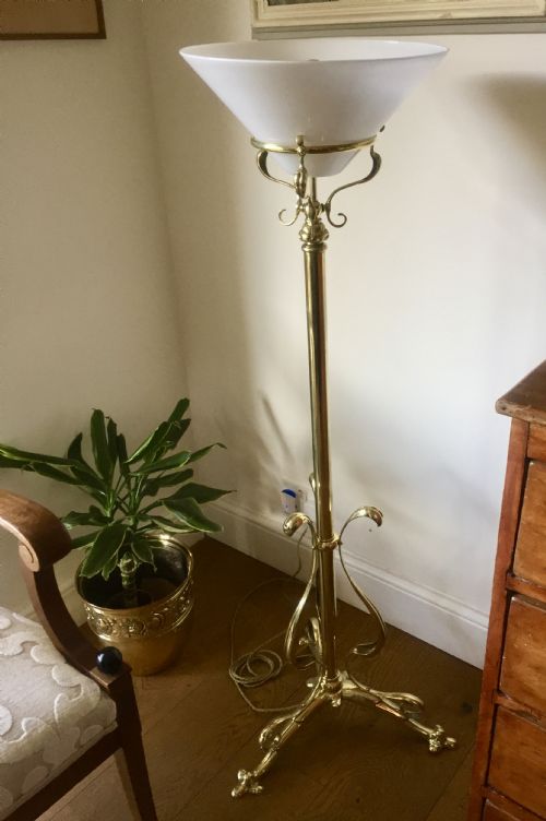 HANDSOME EDWARDIAN STANDARD UPLIGHTER BRASS - ADDITIONAL PHOTO 6