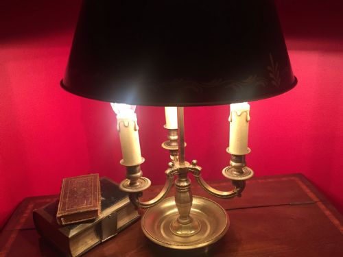 TRADITIONAL BOUILLOTTE ADJUSTABLE DESK LAMP BRONZE AND GREEN TOLE - ADDITIONAL PHOTO 7
