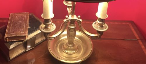 TRADITIONAL BOUILLOTTE ADJUSTABLE DESK LAMP BRONZE AND GREEN TOLE - ADDITIONAL PHOTO 8