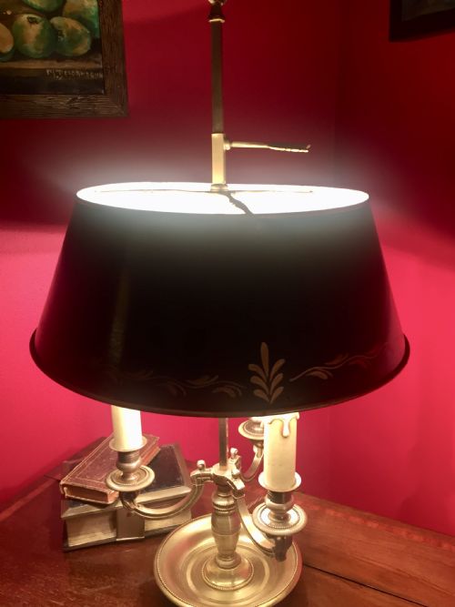 TRADITIONAL BOUILLOTTE ADJUSTABLE DESK LAMP BRONZE AND GREEN TOLE - ADDITIONAL PHOTO 9