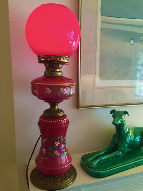 WONDERFUL ART NOUVEAU FAIENCE BRONZE ENAMELLED TABLE LAMP - ADDITIONAL PHOTO 1