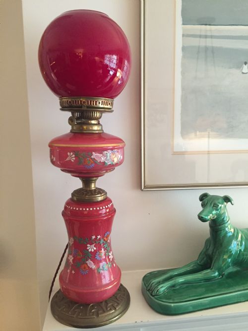 WONDERFUL ART NOUVEAU FAIENCE BRONZE ENAMELLED TABLE LAMP - ADDITIONAL PHOTO 5
