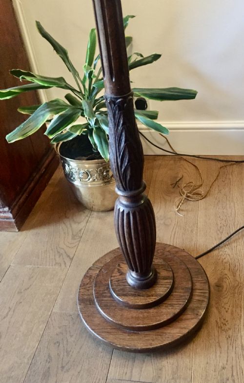 TALL EDWARDIAN CARVED STANDARD LAMP WALNUT - ADDITIONAL PHOTO 3