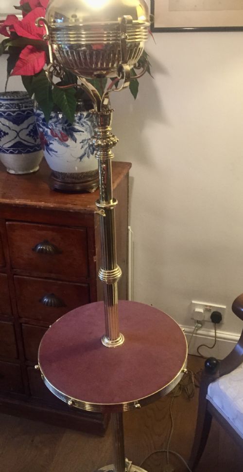 SPECTACULAR VICTORIAN TELESCOPIC STANDARD LAMP SOLID BRASS - ADDITIONAL PHOTO 2