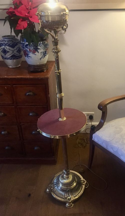 SPECTACULAR VICTORIAN TELESCOPIC STANDARD LAMP SOLID BRASS - ADDITIONAL PHOTO 1