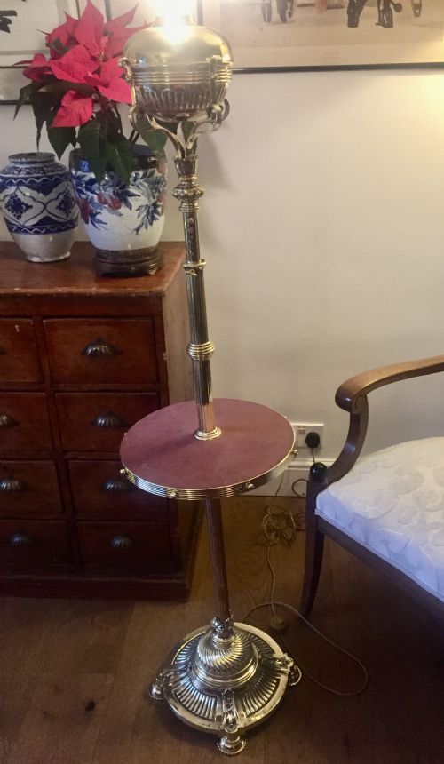 SPECTACULAR VICTORIAN TELESCOPIC STANDARD LAMP SOLID BRASS - ADDITIONAL PHOTO 7
