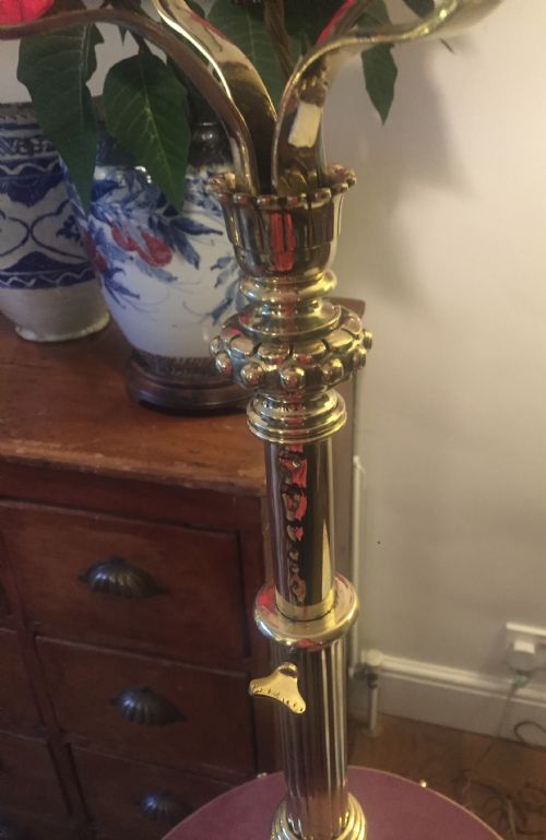 SPECTACULAR VICTORIAN TELESCOPIC STANDARD LAMP SOLID BRASS - ADDITIONAL PHOTO 5