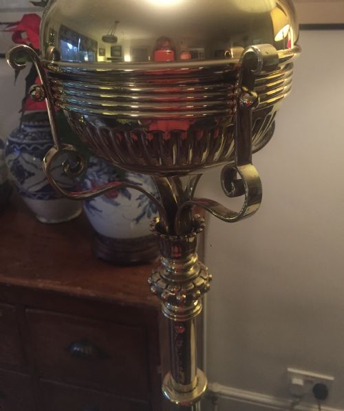 SPECTACULAR VICTORIAN TELESCOPIC STANDARD LAMP SOLID BRASS - ADDITIONAL PHOTO 6