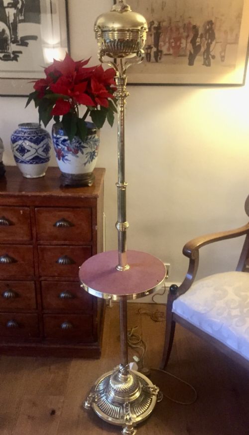 SPECTACULAR VICTORIAN TELESCOPIC STANDARD LAMP SOLID BRASS - ADDITIONAL PHOTO 9