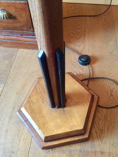 ICONIC ART DECO STANDARD LAMP GOLDEN OAK AND EBONY - ADDITIONAL PHOTO 3