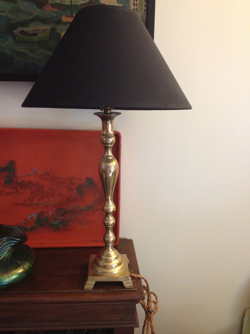 Edwardian Tall Table Lamp in Brass
