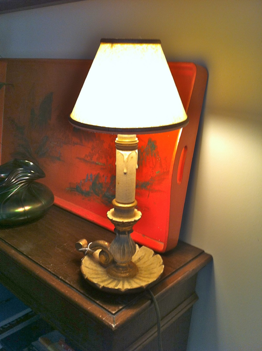 1920 Italian Giltwood Bedside or Console Lamp
