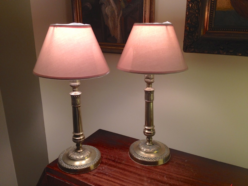 Pair Empire Console Lamps in Bronze