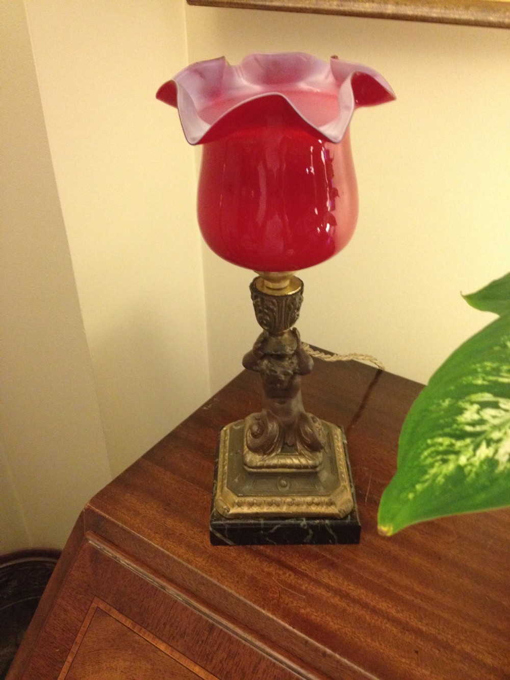 19th Century  French Table Lamp of Cherub in Bronze 