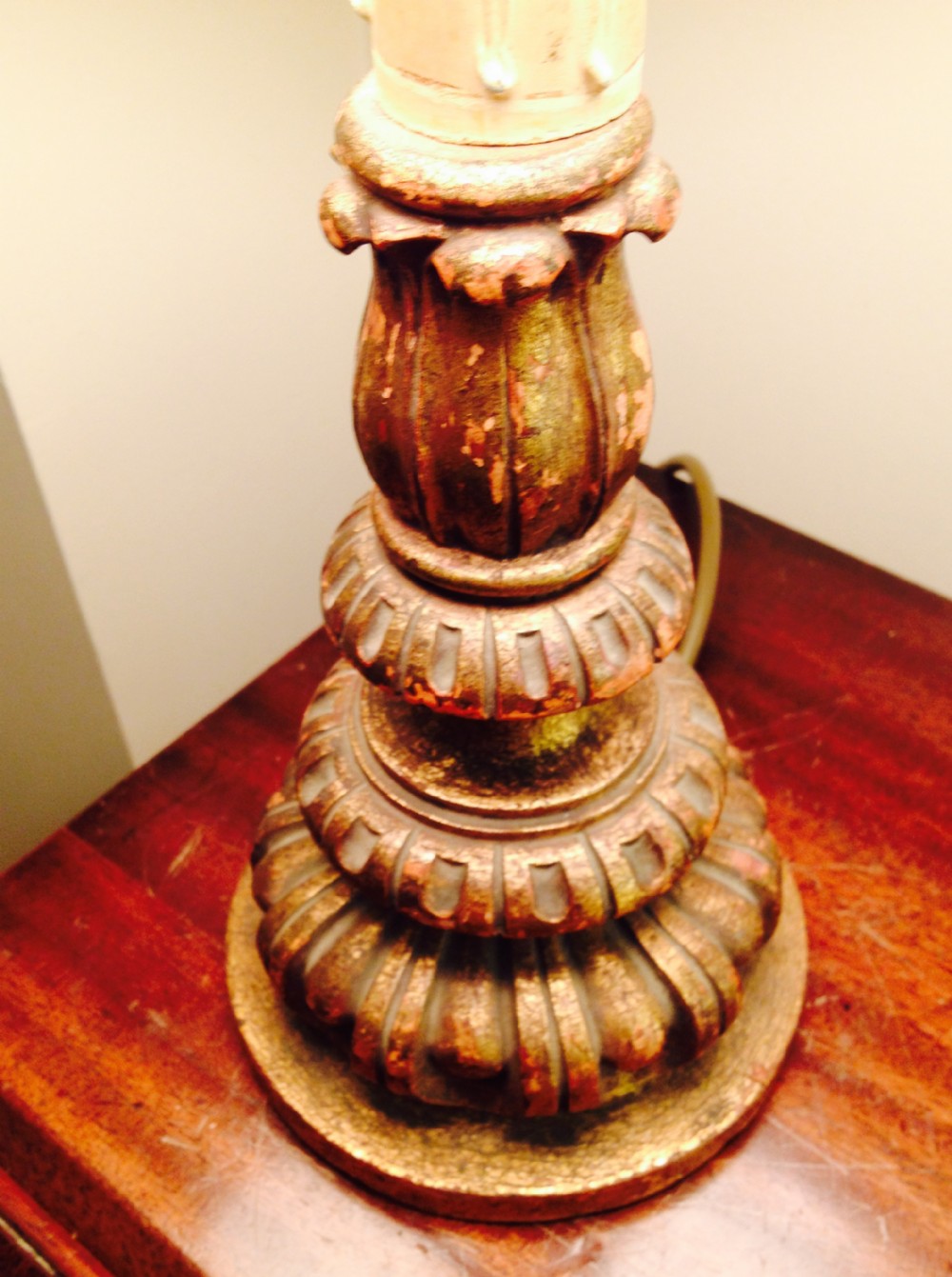 1920 Italian Gilt Wood Lamp Base