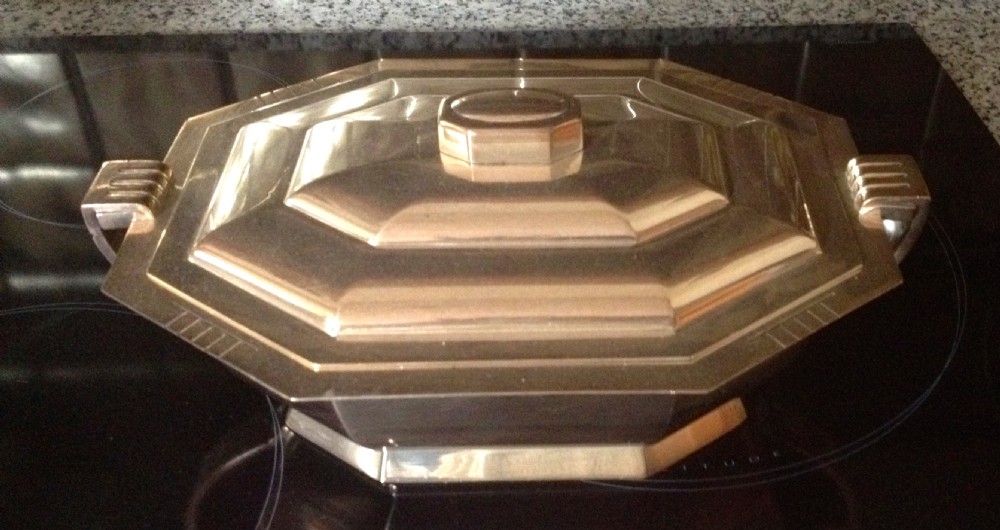 Art Deco French Silver Plated Octagonal Dish
