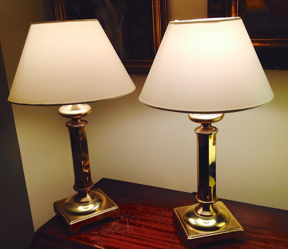 Pair Classic Table Lamps Brass