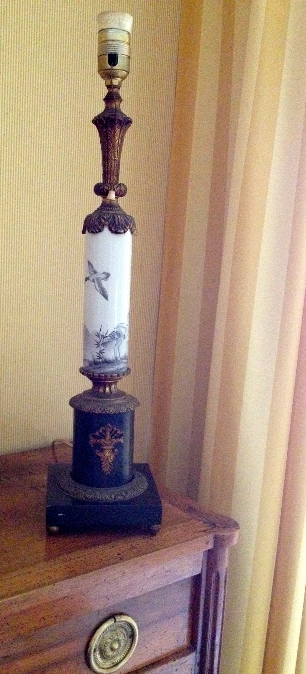 Imposing  Empire Table Lamp Porcelain and Bronze 