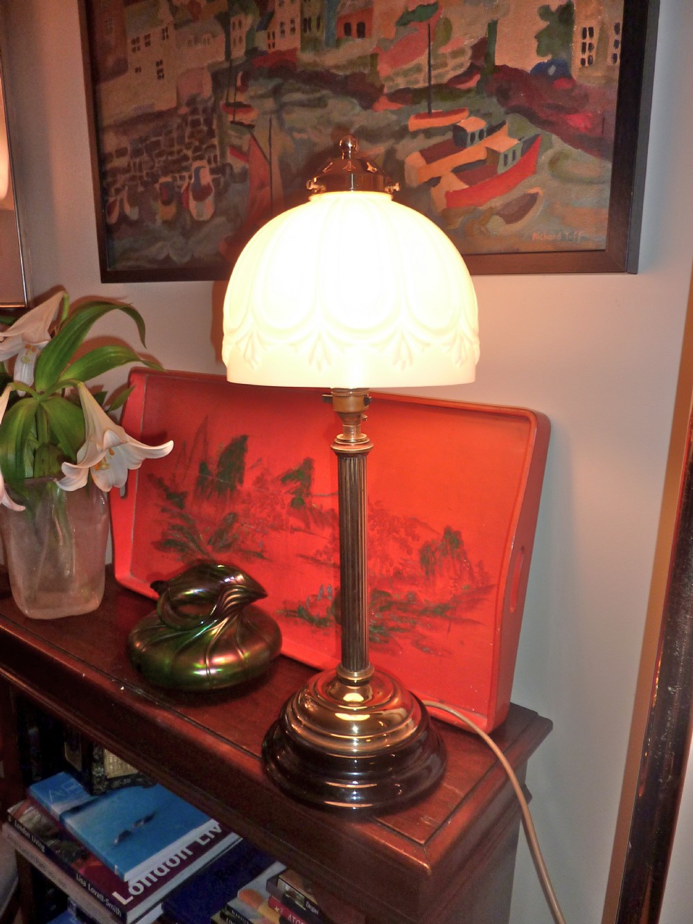 Tall Edwardian Table Lamp Brass 