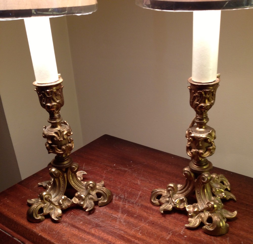 Fine Quality Pair Victorian Ormolu Table Lamps