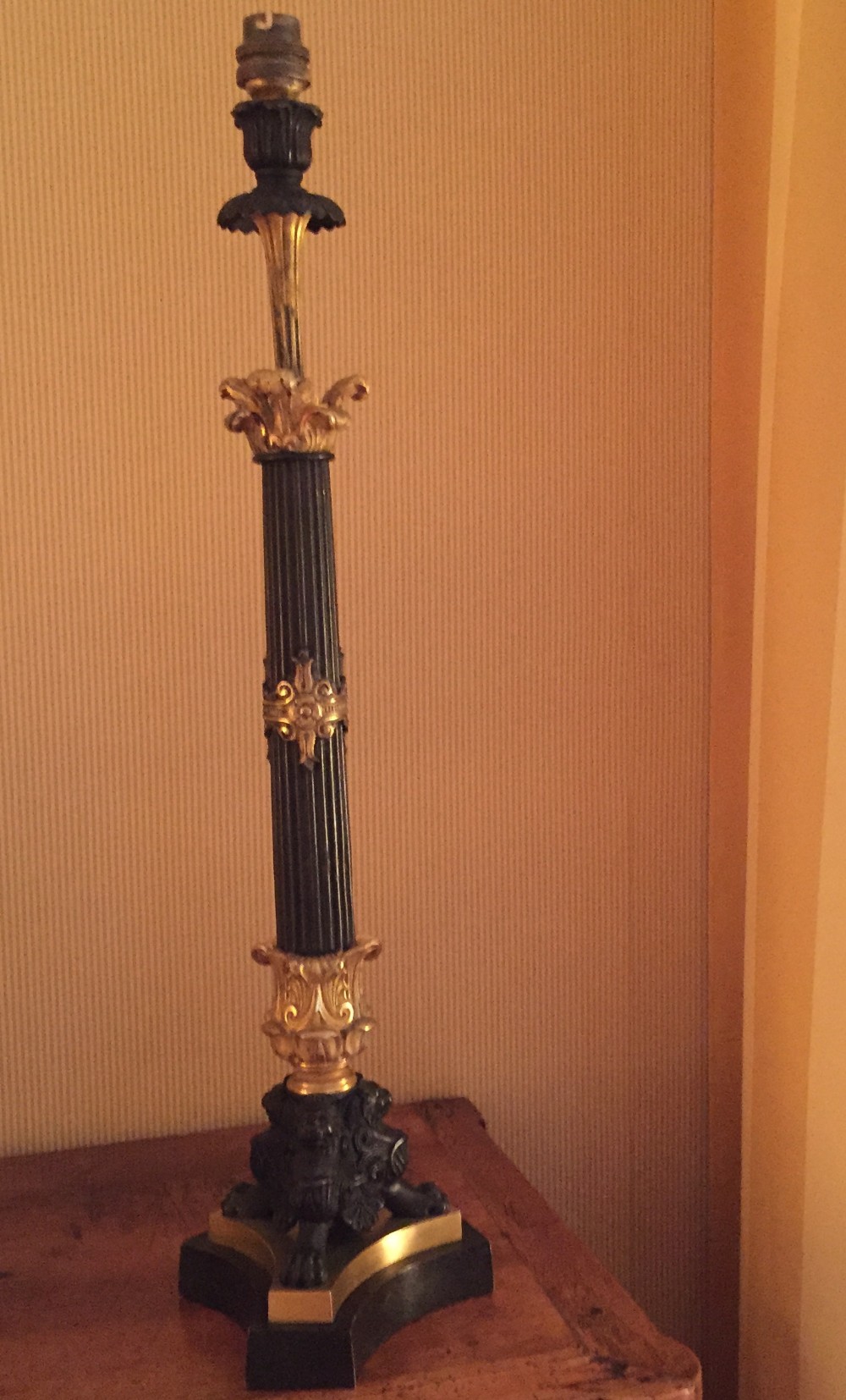  Handsome Empire Style Table Lamp Bronze and Brass