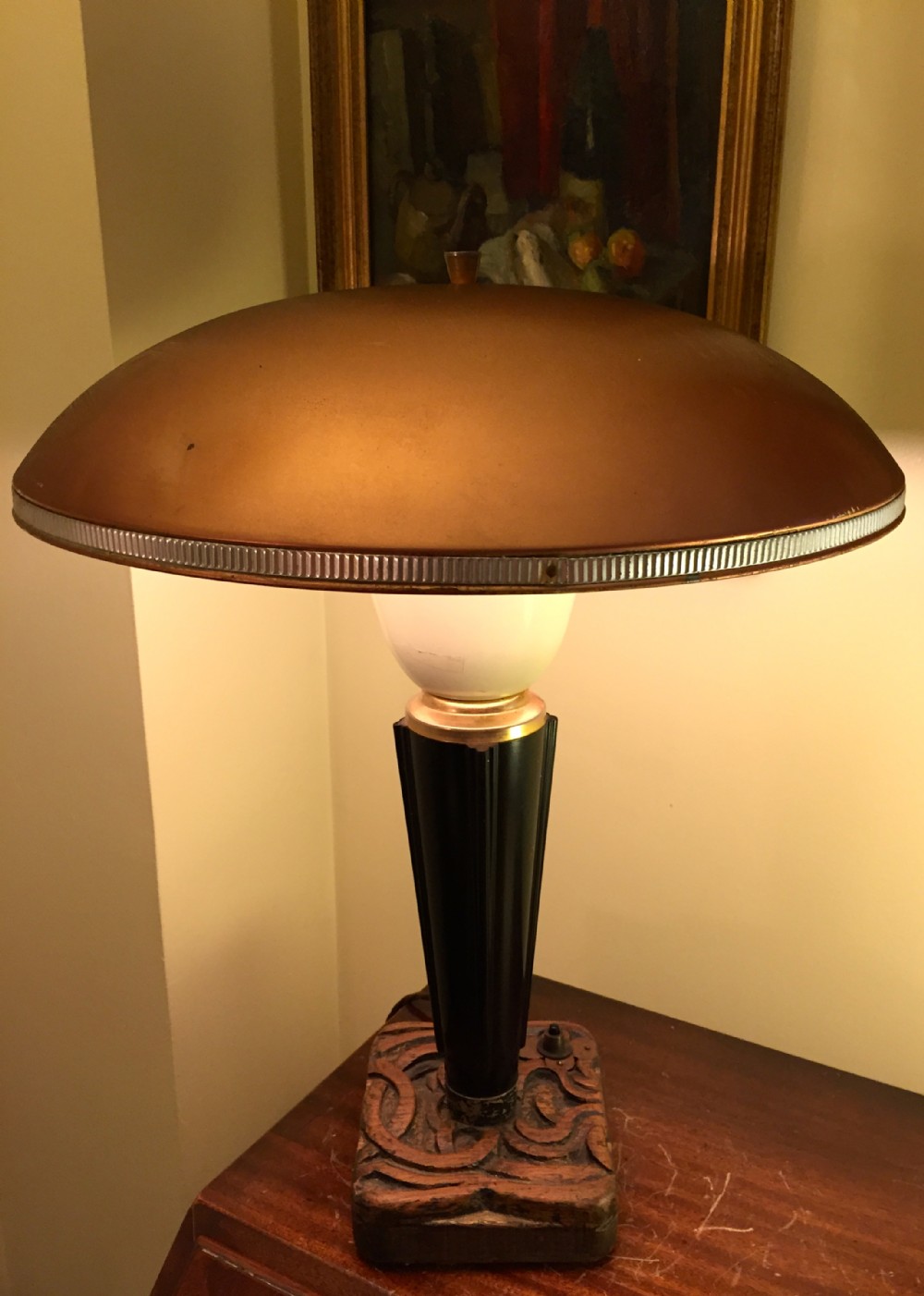 Original 1940 Desk Lamp Bakelite and Copper