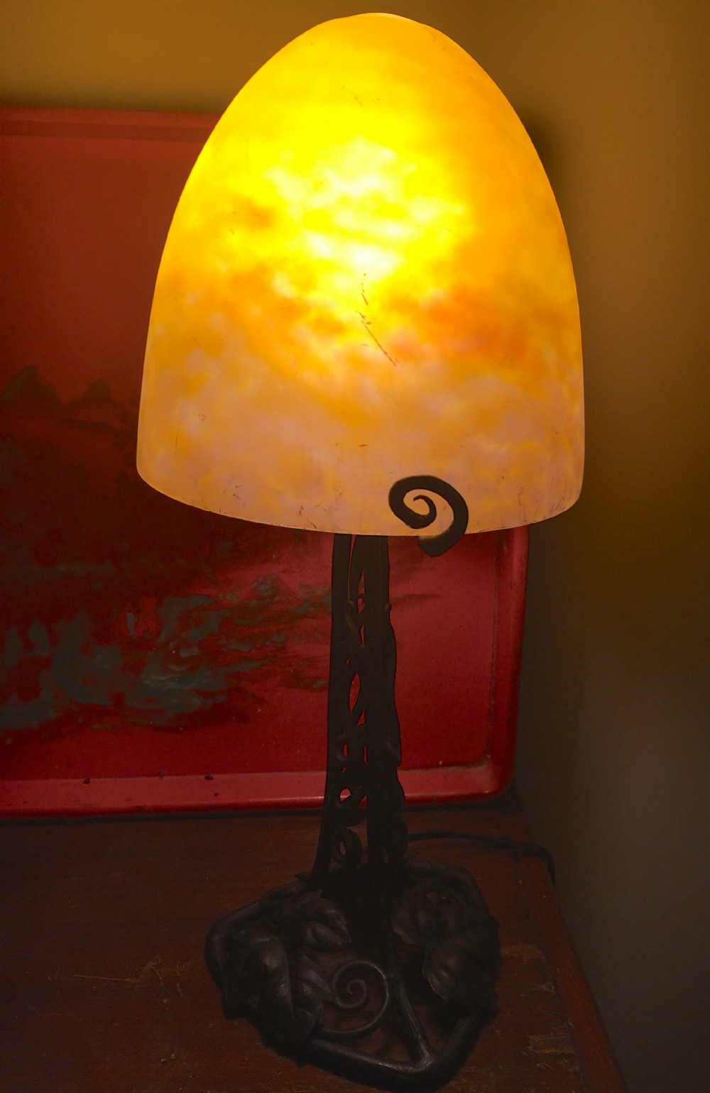 Art Deco Cast Iron Mueller  Amber Dome